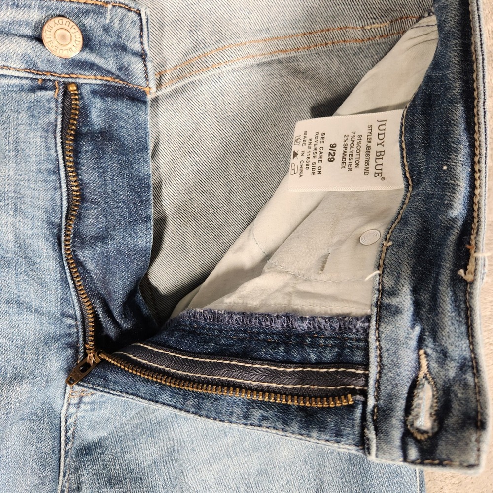 Judy Blue Straight Jeans Womens 9/29 Blue Excellent Distressed High Rise - Picture 6 of 14